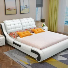 Кожаная кровать, простая современная мебель для спальни, двойная мягкая кровать 1,8 м 1,5 м