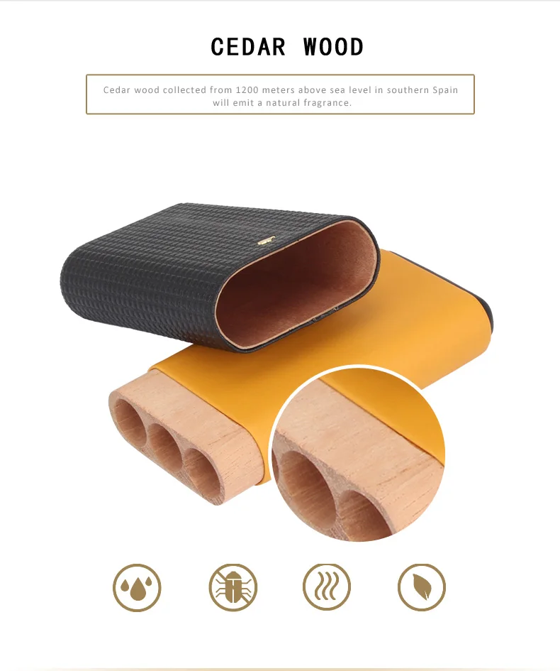 Cohiba кожаный чехол для сигар аксессуары для курения Классический Портативный Дорожный Чехол для сигар из кедрового дерева