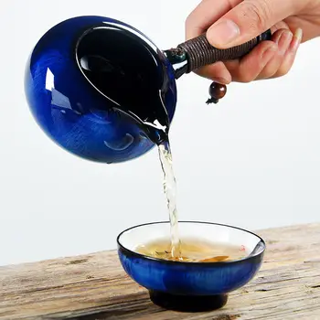 

Chinese Ceramics Tea Pot Set Hand Painted Fair Cup Kung Fu Teaset GaiWan White Porcelain Filter Mug C