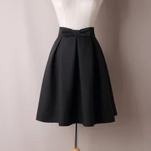 Юбки на лето и весну женские плиссированные юбки до колена с высокой талией и галстуком-бабочкой, однотонная элегантная повседневная юбка черного и белого цвета, большие размеры