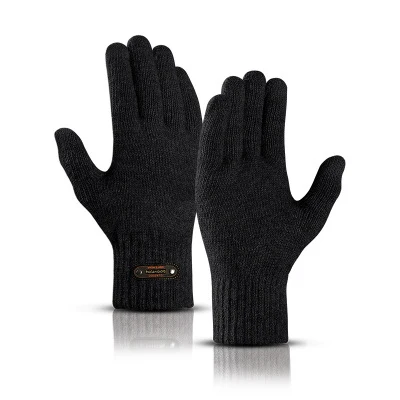 

Winter Autumn Men Knitted Gloves Touch Screen High Quality Male Thicken Warm Wool Cashmere Solid Gloves Men Mitten Business