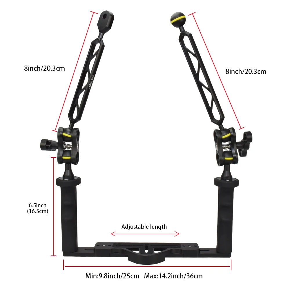 Diving Photography Sport Stabilizer Camera Housing Tray Set Arm System 1/4 Screw Dual Handle Aluminum Alloy Camera DSLR Tray