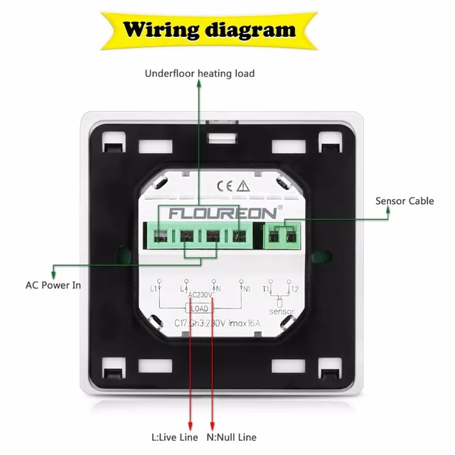 Floureon BYC17GH3 LCD Touch Screen Room Underfloor Heating Thermostat Weekly Programmable Thermoregulator Temperature Controller