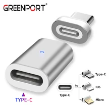 GREENPORT Type C Adapter Magnetic Charger USB Connector for Samsung iPhone Xiaomi Huawei Phone Charger Cable