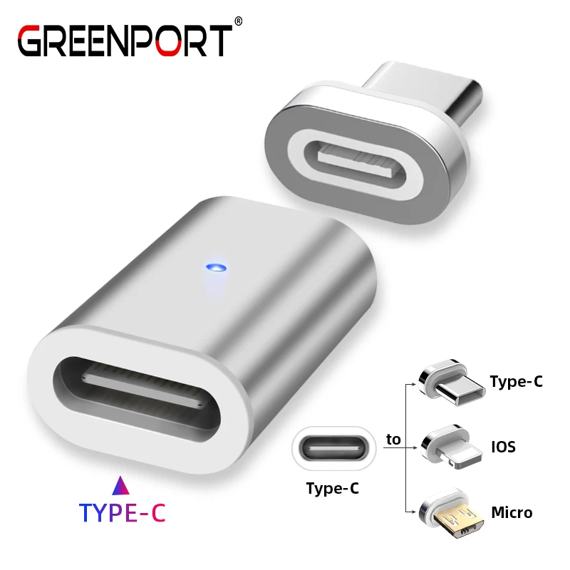 Адаптер GREENPORT Type C с магнитным зарядным устройством USB разъем для Samsung iPhone Xiaomi Huawei зарядное устройство кабель конвертер Адаптер GREENPORT Type C с магнитным зарядным устройством USB разъем для Samsung iPhone Xiaomi Huawei зарядное устройство кабель конвертер