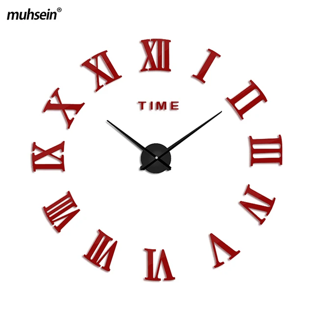 mushein римское зеркало 3D настоящая большая акция домашний декор большое поступление кварцевые часы модные современные креативные - Цвет: red