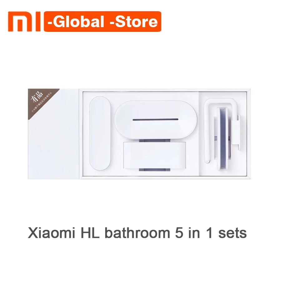 

New Original Xiaomi Mijia HL Bathroom Tools Soap Holder Hook Storage Box and Phone Holder for Bathroom 5 in1 Sets Exquisite Life