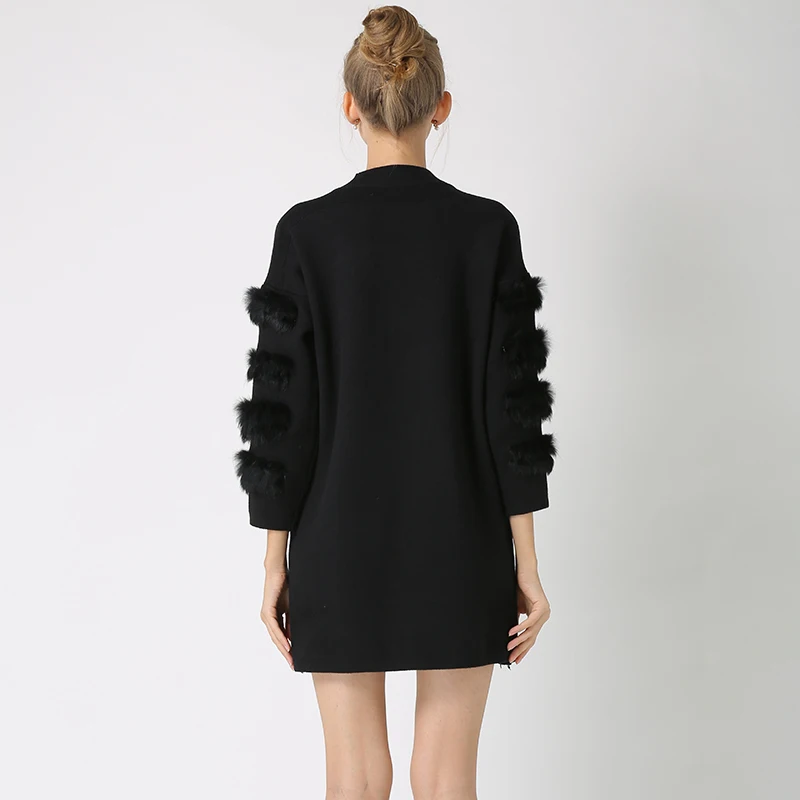 Chictorso Real Fur Long Sleeve Women Sweater Pullovers Girls Jumpers Dresses Knitted Top Fashion Winter Sweaters Outwear Black Chictorso Real Fur Long Sleeve Women Sweater Pullovers Girls Jumpers Dresses Knitted Top Fashion Winter Sweaters Outwear Black