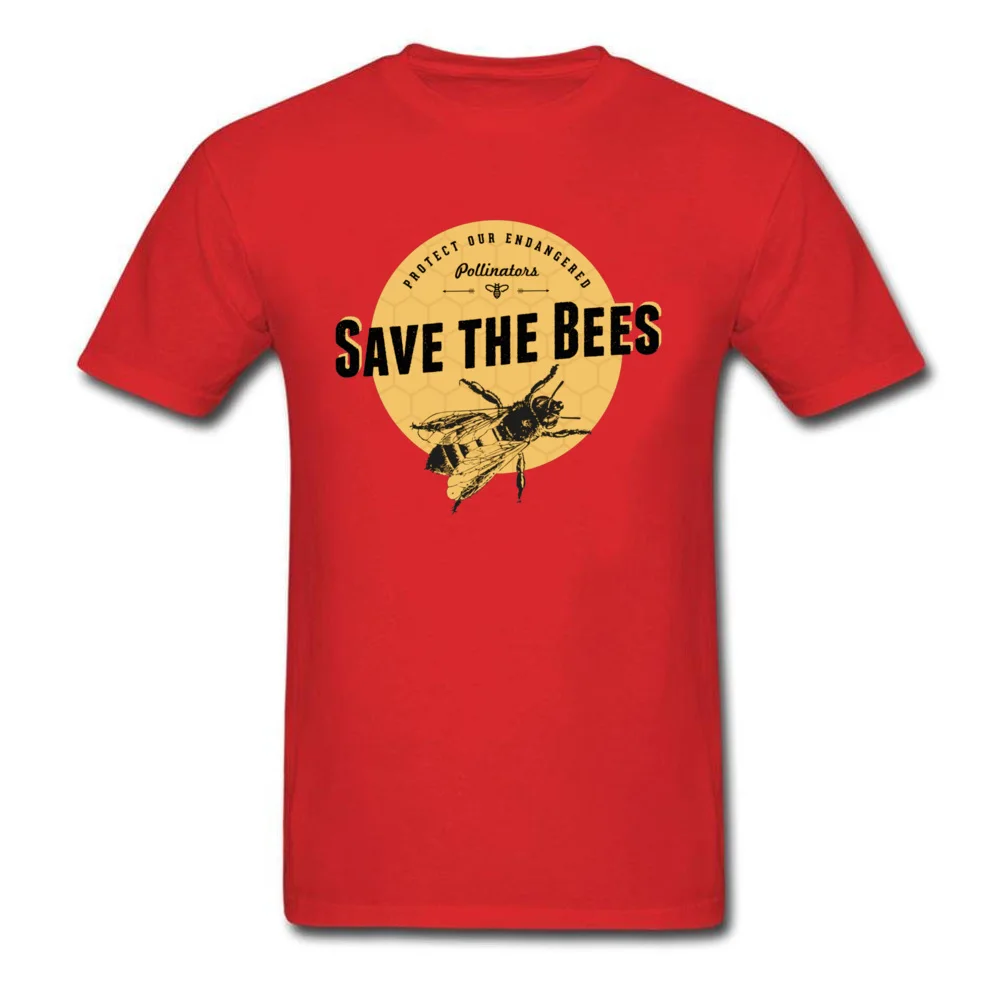 Save the Bees 4779 Crewneck Top T-shirts Summer/Autumn Design Tops Tees Short Sleeve Hip Hop 100% Cotton Fabric Tops Shirts Men Save the Bees 4779 red