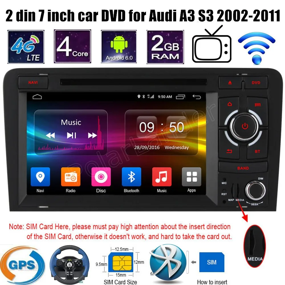 Android 6 0 7 Inch 2 din font b Car b font DVD stereo Player Wifi