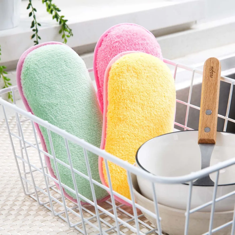 OTHERHOUSE кухонное полотенце тряпка для мытья посуды многоразовые кухонные чистящие полотенца коралловый флис мягкая мочалка Ткань для очистки