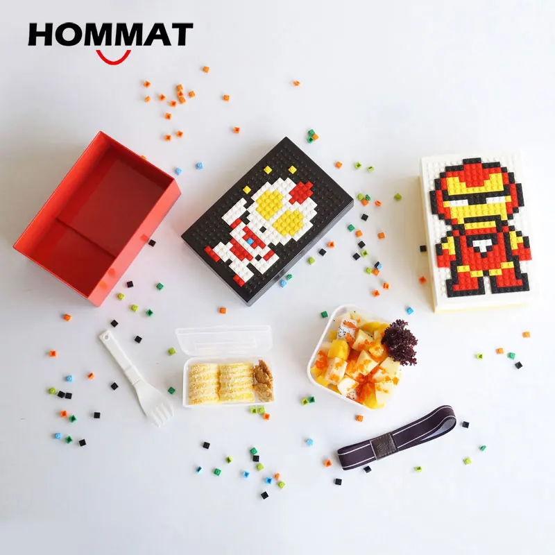 Творческая пища коробка дети Кирпичи DIY шаблон Bento Box пиксельный блок головоломка