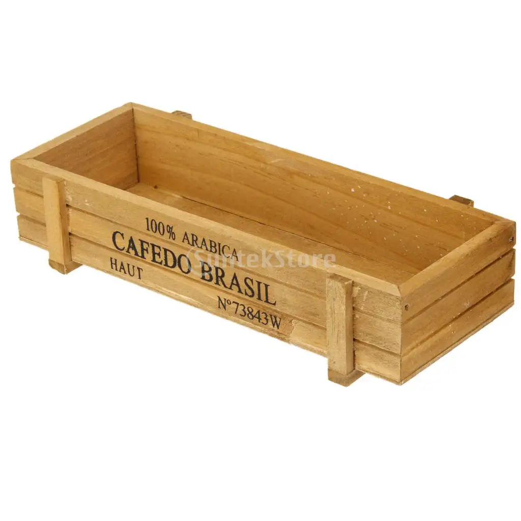 Compare Prices On Wooden Box Planters Online Ping Low Natural Rectangle Wooden Succulent Plant Flower Bed Pot Box Garden Planter Free Shipping China