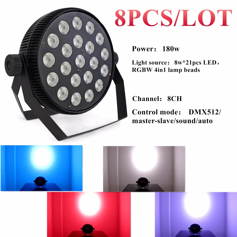 

8Pcs/Lot LED Silent Par Light with DJ DMX 21Pcs Lamp Beads RGBW 4 In 1 for Disco Light LED Stage Light and Party Lights