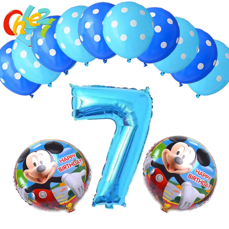 13 шт. для маленьких мальчиков От 4 до 9 лет, синий номер надувные шары Mickey Мышь вечерние Декор день рождения поставки в горошек латексные воздушные шары для душа - Цвет: 20