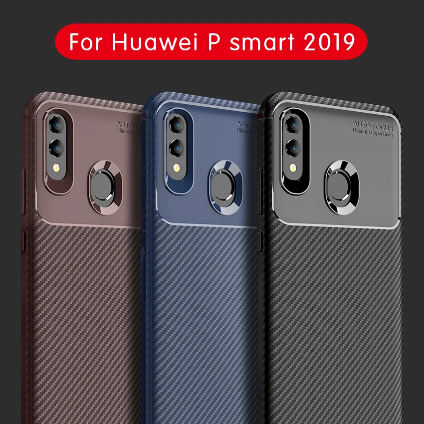 

Shockproof Huawei P Smart 2019 Enjoy 7S 2019 Honor 10 lite 10lite Carbon Fiber TPU Drawing Material Phone Case Cover Coqe Capa