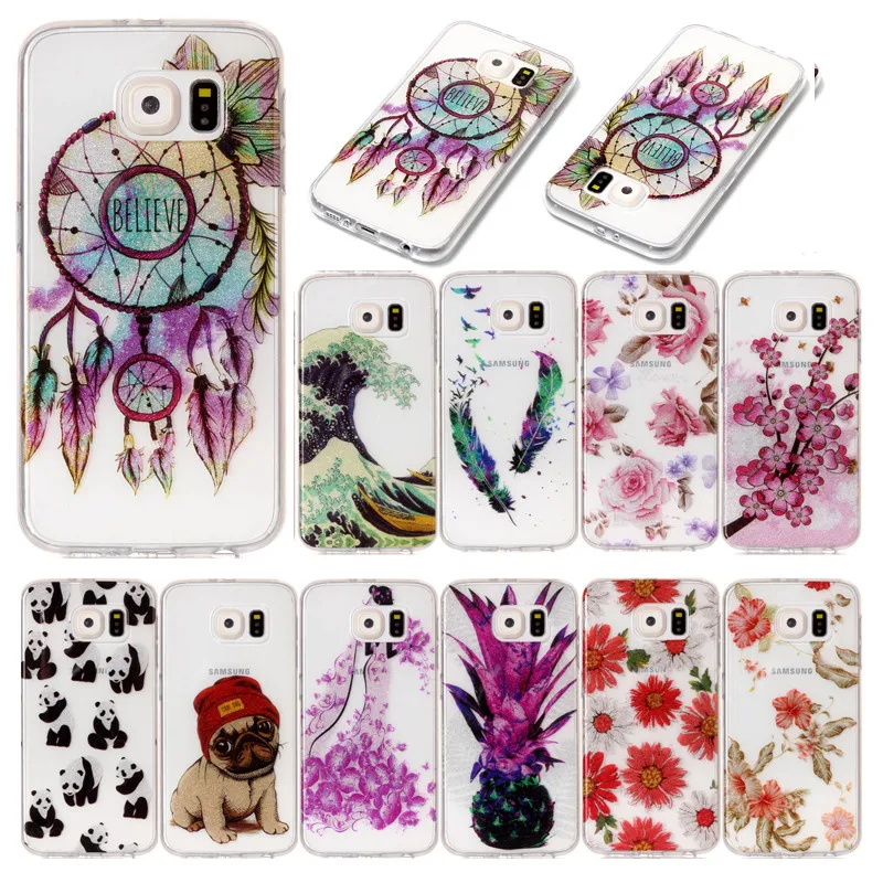 

For Samsung S 6 S6 G920 G920F Transparent Case Animal Flower Silicone TPU Skin Soft Back Cover Case for Samsung Galaxy S6 G9200