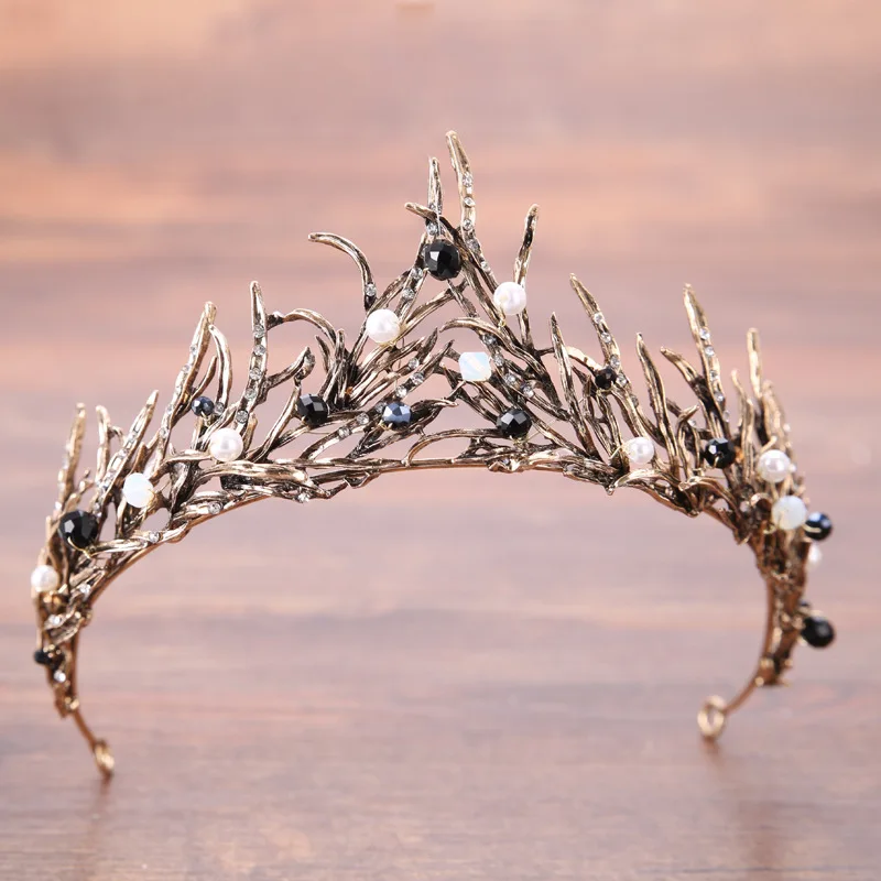 

Baroque Vintage Princess Hair Crown Handmade Artificial Rhinestone Quinceanera Wedding Hair Accessory Hairwear