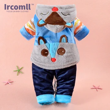 

2016 Hight Quality Baby Clothes Fox Autumn Winter Vestido Infantil Vest+Coat+Pants 3 piece suit Children Clothing Cute Outfit