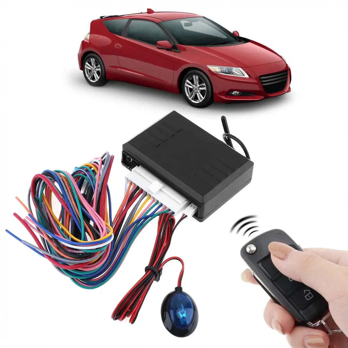 12V LED Indicator Car Auto Alarm System Vehicle Keyless Entry System with Remote Control & Door