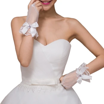 

Fingerless Short Gloves Lace Floral Heart Rhinestone Bowknot Soft