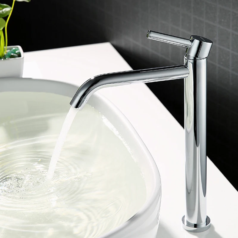 quyanre Brass chrome Tall sink faucet bathroom slim hot and cold basin water mixer tap bathroom single sink faucet1