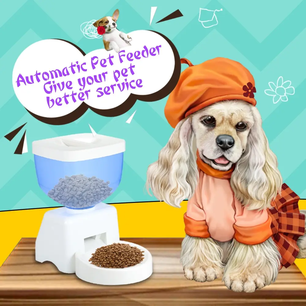 

5L Automatic Pet Feeder for Cats and Dogs Pets Product Cat Dog Food Automatic Feeder With Voice Message Recording Food Dispenser