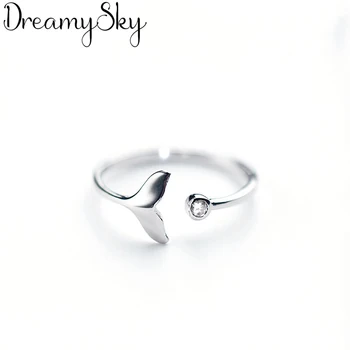 

Wholesale Fashion 925 Sterling Silver CZ Mermaid Tail Rings For Women Girls Adjustable Size Open Ring Wedding Party Jewelry