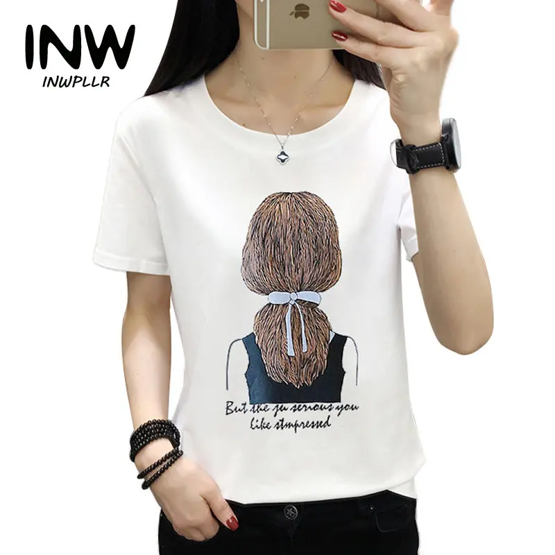 

M-5XL Large Size Tops Tees Femme 2019 Fashion Letter Tshirts Funny Print T-Shirt Women Summer Short Sleeve Cotton Poleras Mujer