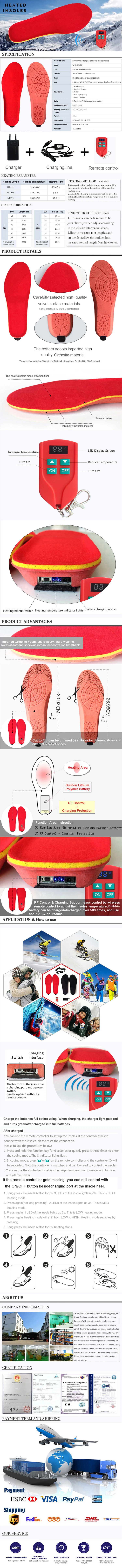 2000mAH Electrically Heated Insoles Men Women Winter Keep Warm Foot Shoes Heating Insoles Increased Sneaker Insole Cut To Fit