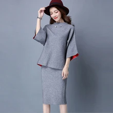RG Female Winter Autum Pullover Sweater Suits Women Business Office Suits Clothing Sets Women Sweatsuit Conjuntos Femininos 2017