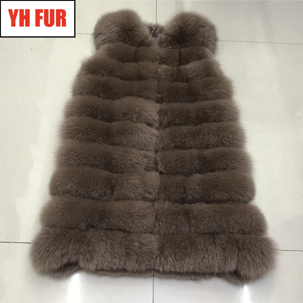 

Autumn Winter Women Real Fox Fur Vest Long Style Sleeveless Fox Fur Coat Warm Real Fox Fur Waistcoat 100% Genuine Fox Fur Gilet