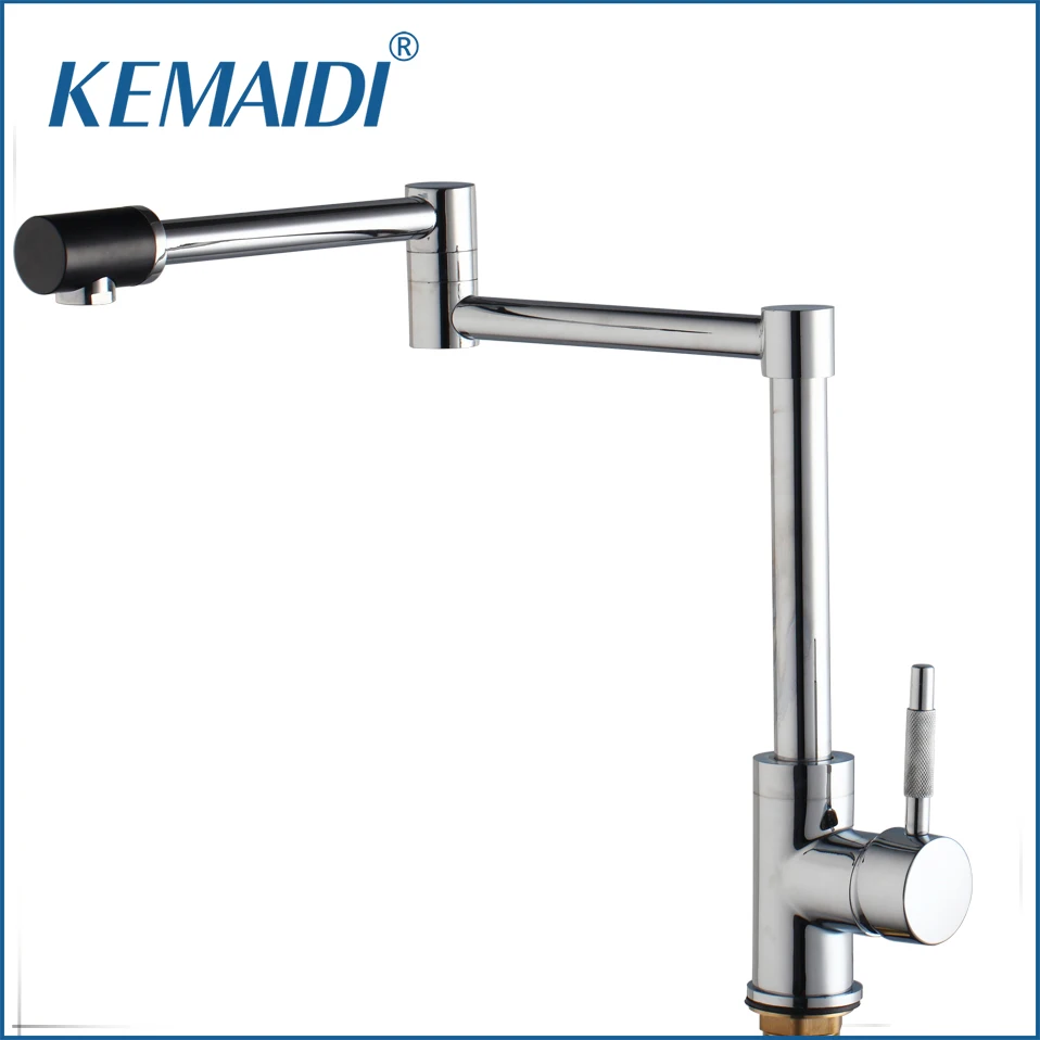 KEMAIDI New Chrome Finish Kitchen Faucets Deck Mount Single Handle  Mixer Bar Taps Bathroom Sink Faucet Kitchen Sink Faucets