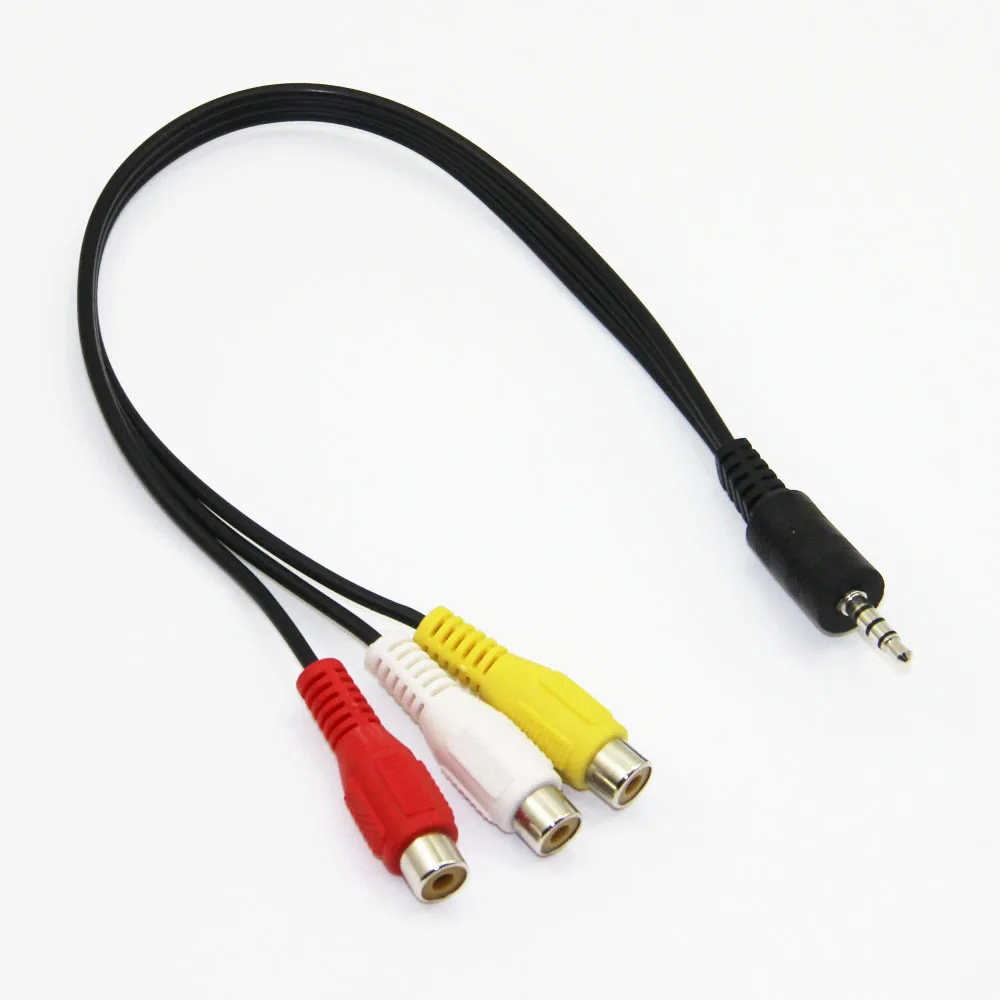 30cm 3.5mm Mini AV to 3 RCA Female Audio Video Extension Cable Male to Female for Multi media on