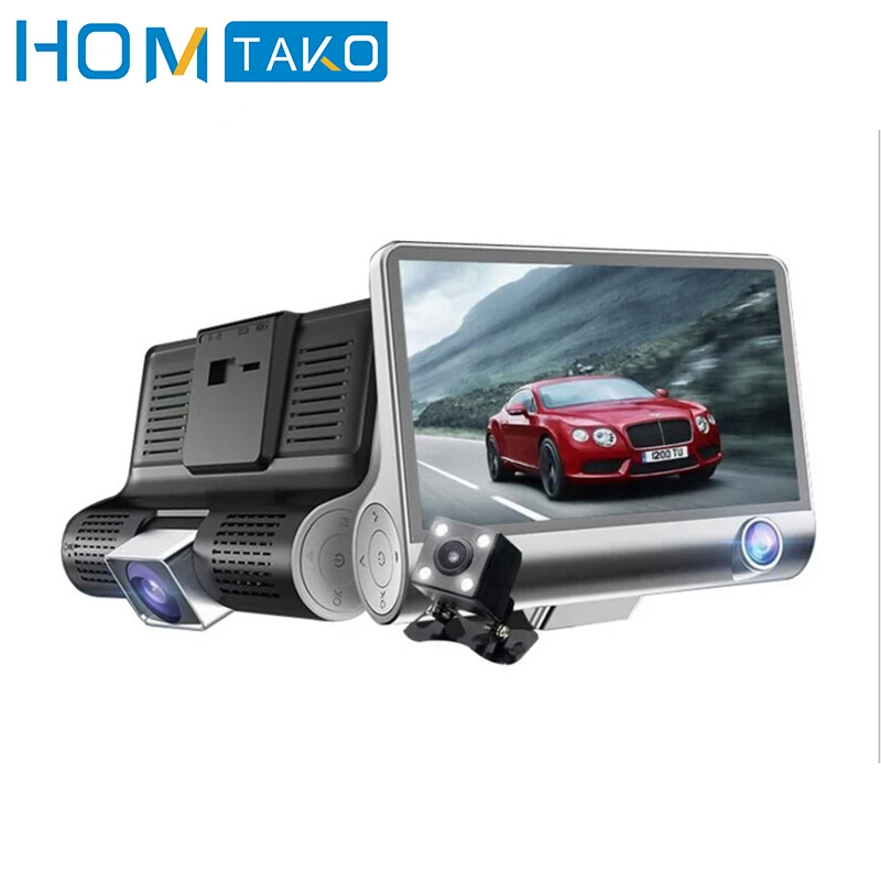 Автомобильный видеорегистратор 4 0 Full HD 1080P 3 камеры заднего вида DashCam