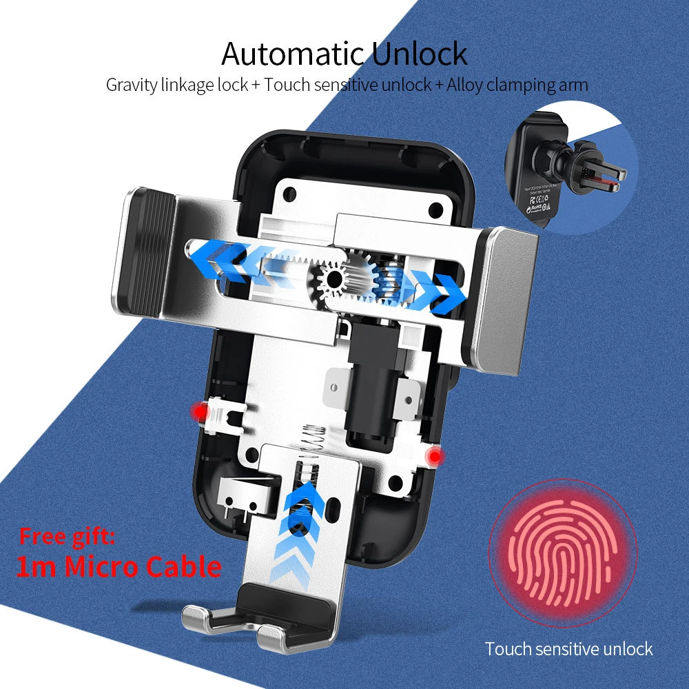 Essager Automatische Spann Qi Auto Drahtlose Ladegerät Für iPhone x Samsung Xiao mi mi 9 Schnelle D