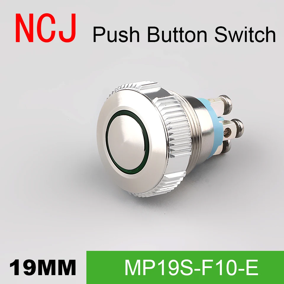 

NCJ 19mm Metal Push Button Switch IP67 self-reset Momentary Reset with led lamp 5A