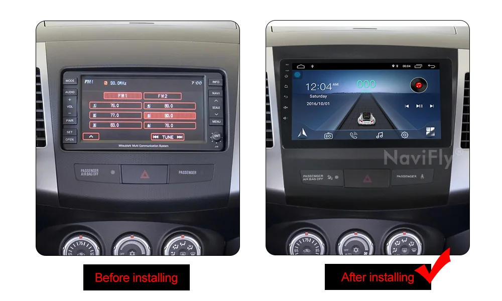Clearance NaviFly Android8.1 Car Audio dvd player for Mitsubishi Outlander 2005-2011 support view camera DVR DAB+ TPMS Bluetooth 4G wifi 3