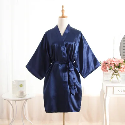 

Women Solid Short Satin Robe Dressing Gown Bride Bridesmaid Sexy Nightgown Lingerie With Belt Kimono Bathrobe Sleepwear