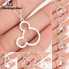 Shuangshuo Hollow Out Mickey Pendants Necklaces For Women Necklace Chain Choker Stianless Steel Jewelry collar Necklace Shuangshuo Hollow Out Mickey Pendants Necklaces For Women Necklace Chain Choker Stianless Steel Jewelry collar Necklace