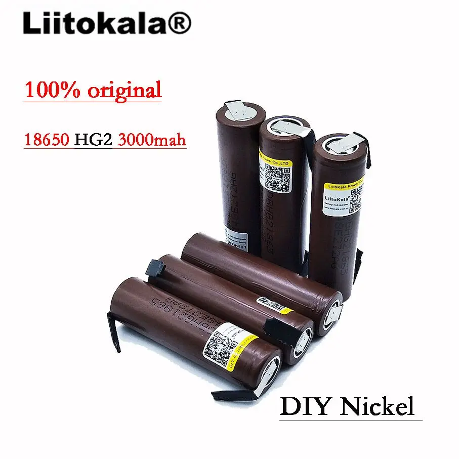 

6PCS LiitoKala Original for HG2 18650 3000mAh battery 3.6V discharge 20A dedicated electronic cigarette +DIY Nicke