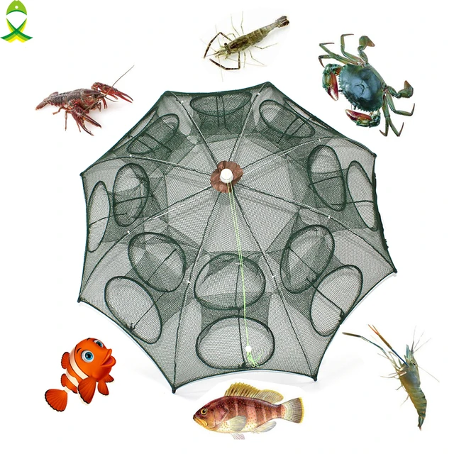 JSM Fishing Net Shrimp Cage Nylon Foldable Crab Fish Trap Cast Net