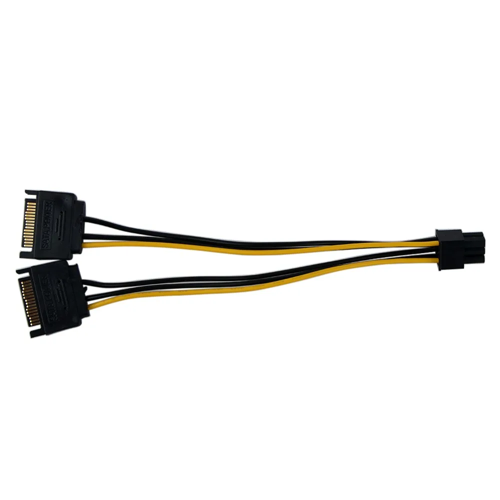 15 Pin SATA Male to 2 Female 6 PCI-E PCIe PCI Express Graphics Video Display Card Dual Sata 6pin кабель питания для ПК |