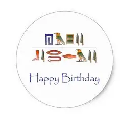1 5inch Happy Birthday Egyptian Hieroglyphics Classic Round Sticker