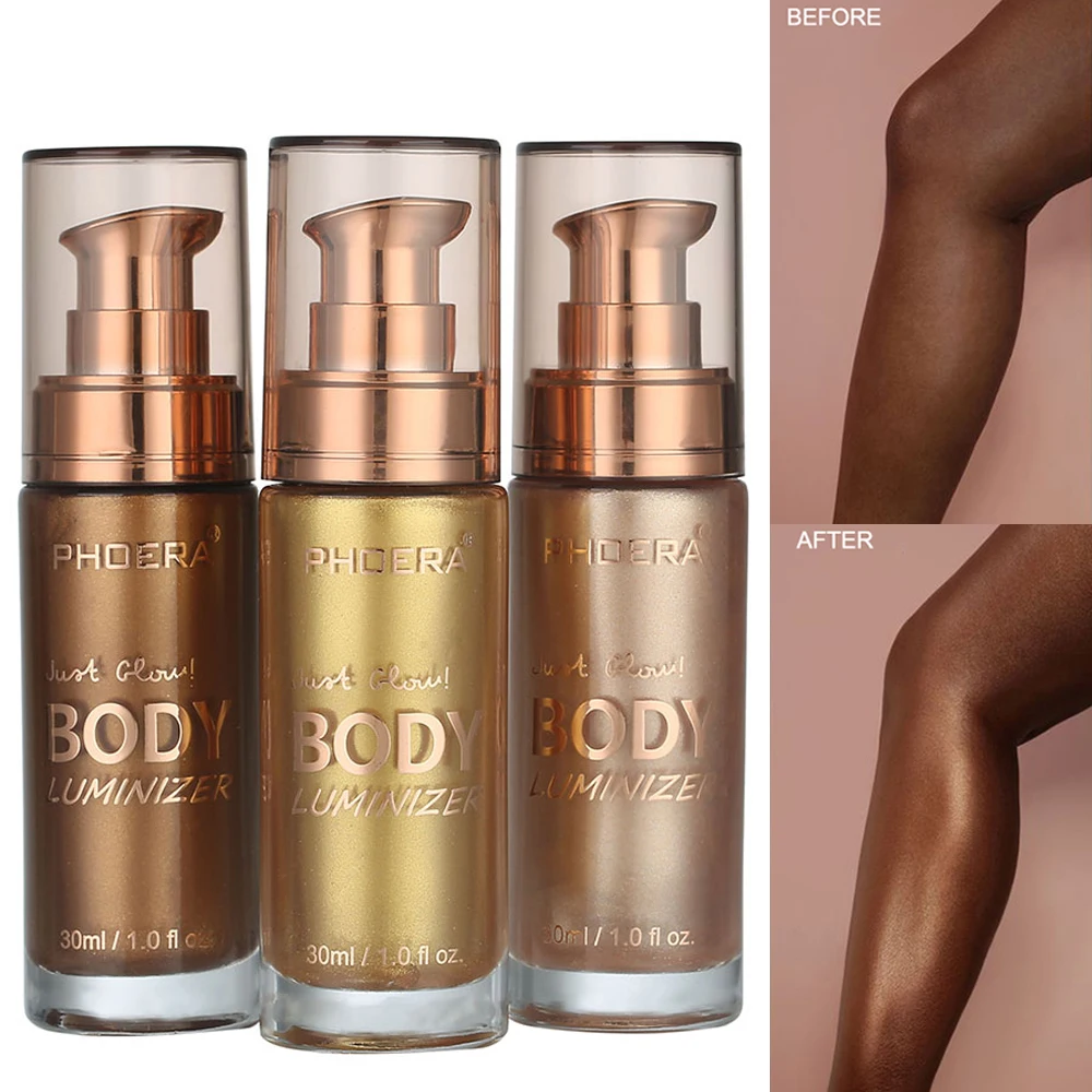 

PHOERA Brighten Skin Makeup Illuminating Pearl Pigments Highlighter Body Face Liquid Shimmer Body Moisturizer Highlight Cosmetic