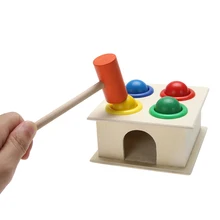 Baby Hammering Wooden Ball Hammer Box Colorful Children Baby Early Learning Educational Toys for Kids Gift