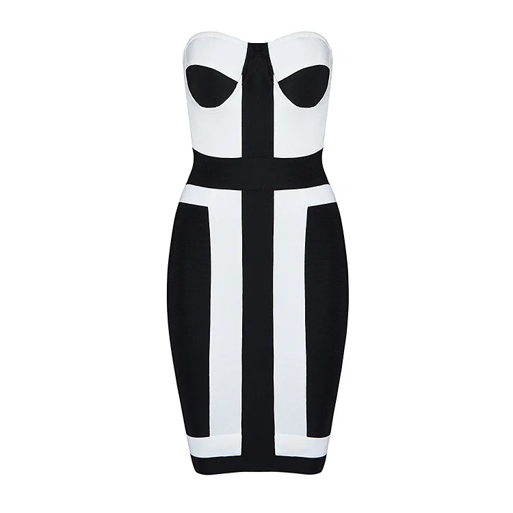 wholesale New Dress Black and white stitching Black and white stitching