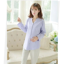Pyjamas Femmes Enceintes De Maternité Infirmiers Zwanger Pyjama Coton De Maternité D’été chemise de Nuit De Nuit Allaitement 70M040