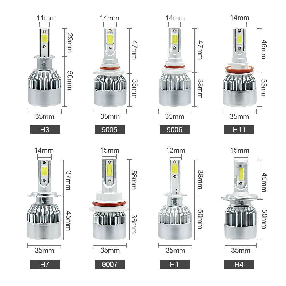 ANBLUB фар автомобиля H7 H4 светодиодный 72W фары для 7600LM супер яркий H1 H3 H11 9005 9006 9007 COB светодиодный авто фары 6000K 12V 24V