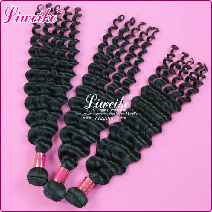 

Malaysian Virgin hair deep Wave, top quality 3pcs/lot 100g/pcs (12"-28") 1b natural color human hair weaves